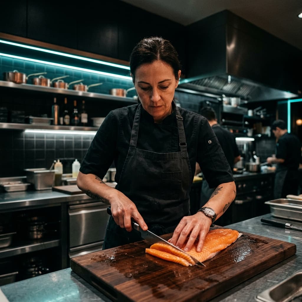 Cocina profesional con productos del mar PescaFit